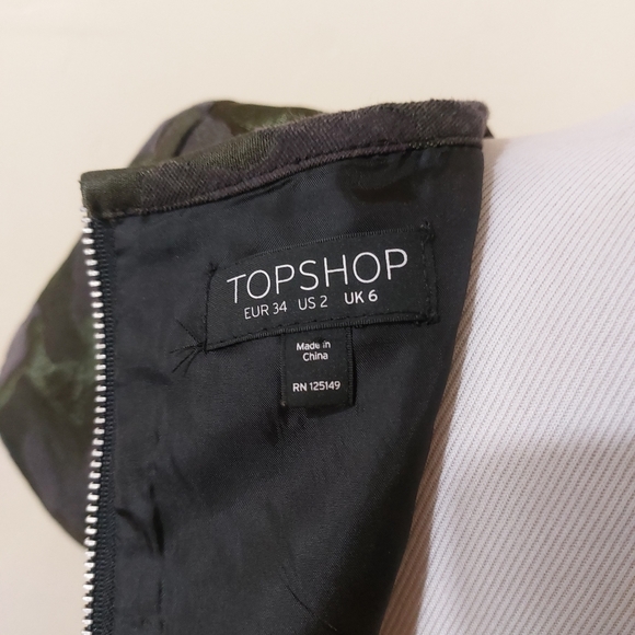 Topshop Metallic Camouflage Short Sleeve A-line Shift Dress with Pockets Size 2 - Picture 9 of 12